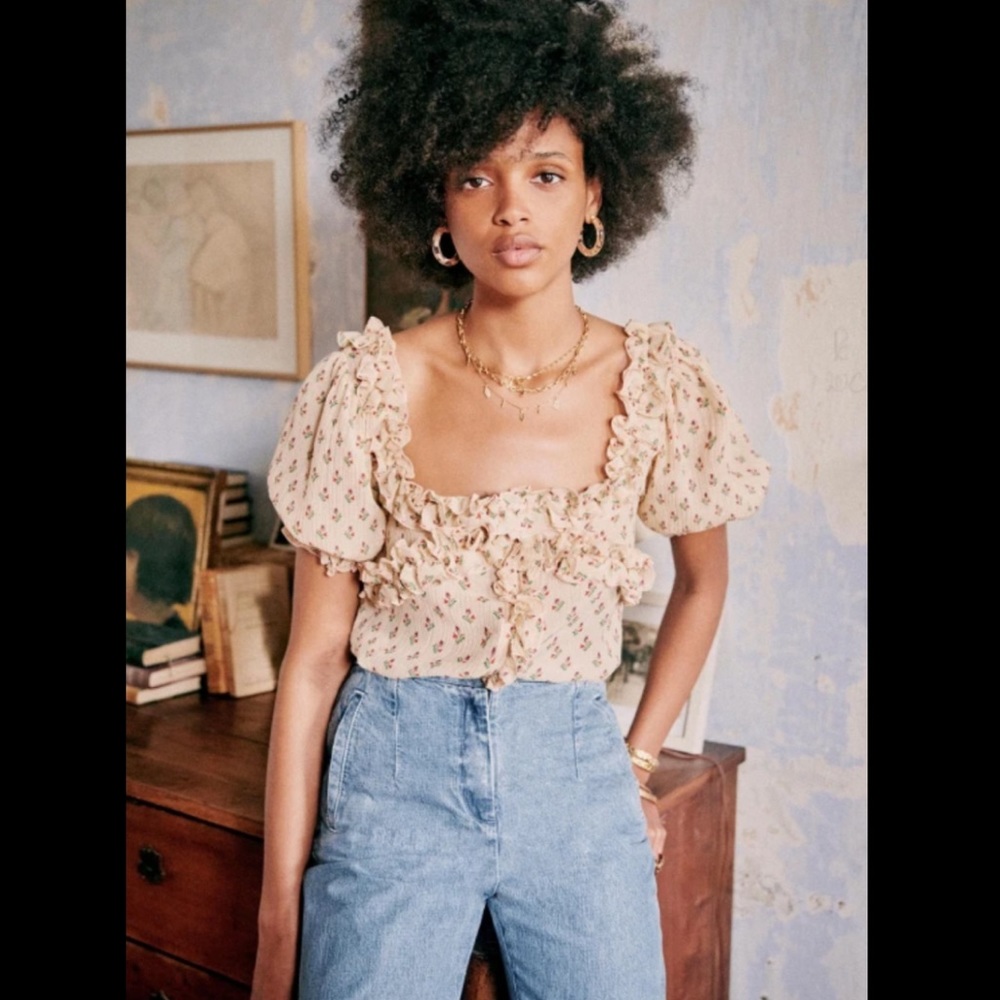 Sezane Wood Top In Tulips FR 42 / US 10